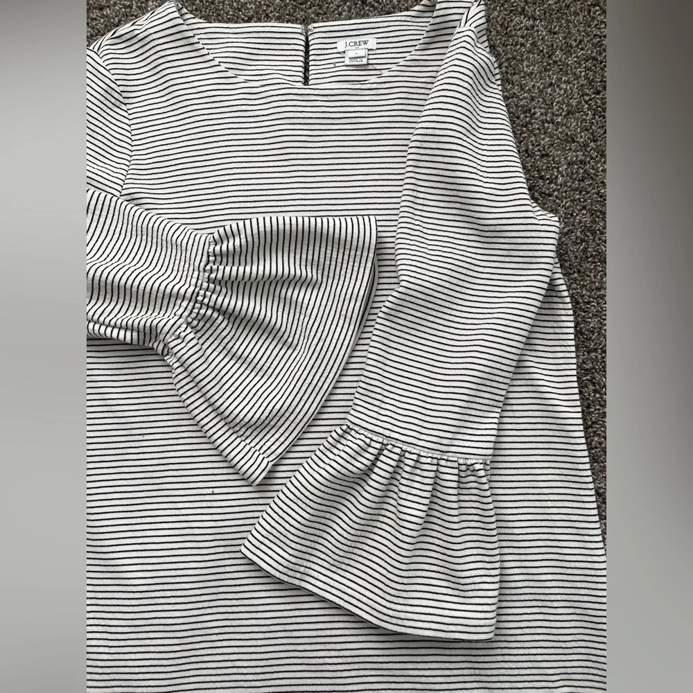J. Crew Gray Sheath Dress with Bell Sleeves Medium size black and white cotton - Picture 7 of 15